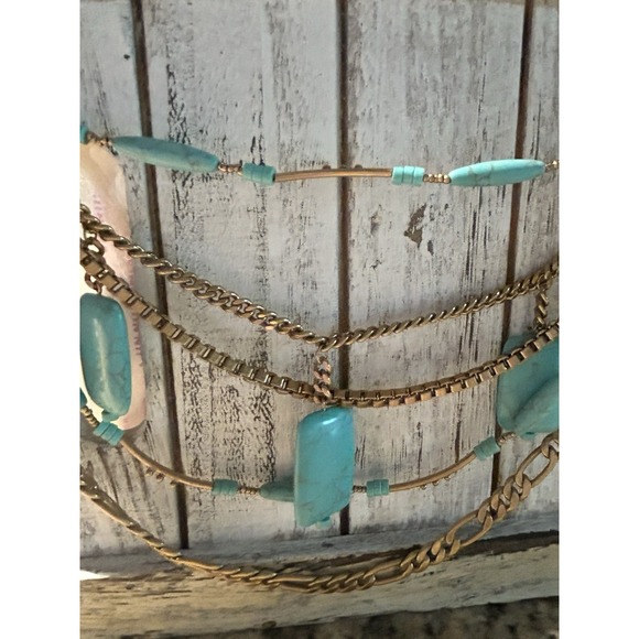 Silpada KR "Toes in the Sand" Howlite Turquoise Brass Necklace 5-Strand NWT $160 - Picture 7 of 11
